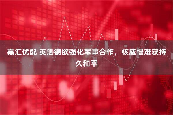 嘉汇优配 英法德欲强化军事合作，核威慑难获持久和平