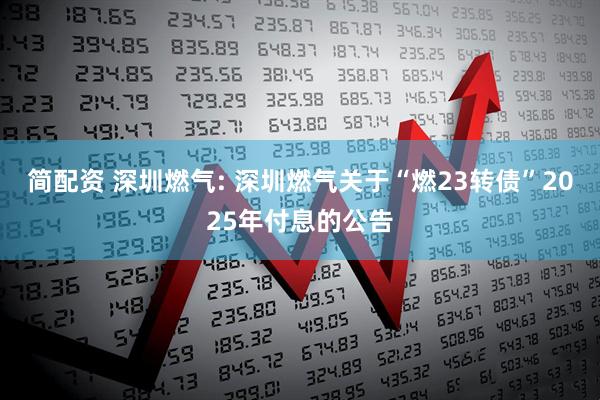简配资 深圳燃气: 深圳燃气关于“燃23转债”2025年付息的公告